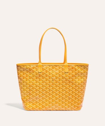 Goyard Goyardine Artois Tote PM Yellow Canvas & Chevroches Calfskin Palladium Hardware