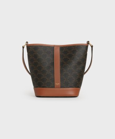 SMALL BUCKET IN TRIOMPHE CANVAS AND CALFSKIN TAN
