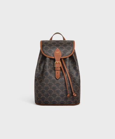 MEDIUM BACKPACK FOLCO IN TRIOMPHE CANVAS AND CALFSKIN TAN