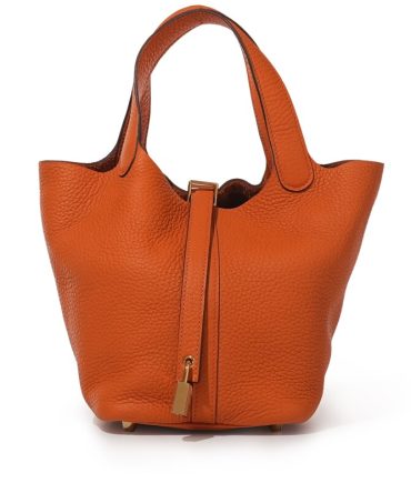 Hermes Orange Clemence Picotin Lock 18 Gold Hardware