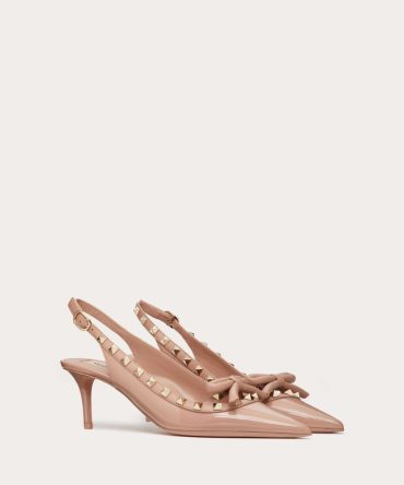 ROCKSTUD BOW SLINGBACK PATENT LEATHER PUMP 60MM