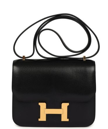 Hermes Constance 18 Black Chevre Chamkila Gold Hardware