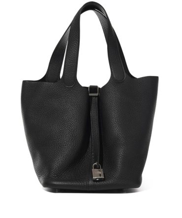 Hermes Black Clemence Picotin Lock 22 Palladium Hardware