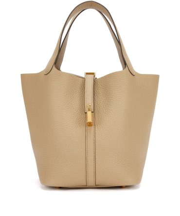 Hermes Beige Marfa Clemence Picotin Lock 22 Gold Hardware