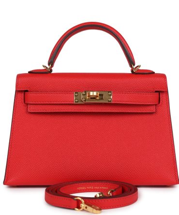 Hermes Kelly Sellier 20 Rouge de Coeur Epsom Gold Hardware