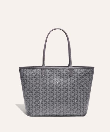 Goyard Goyardine Artois Tote PM Grey Canvas & Chevroches Calfskin Palladium Hardware
