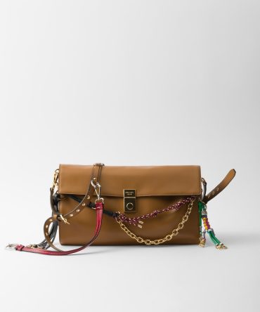 Prada Soft Sound Large Leather Shoulder Bag With Charms