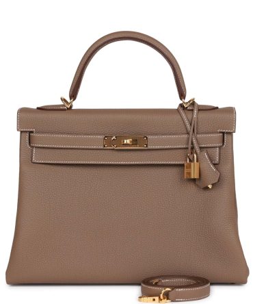 Hermes Kelly Retourne 32 Etoupe Togo Gold Hardware