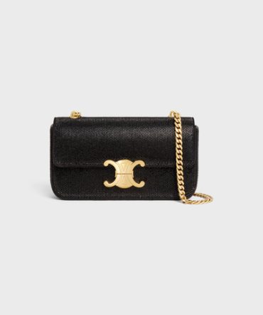 CHAIN SHOULDER BAG CLAUDE IN SUEDE CALFSKIN WITH STRASS BLACK