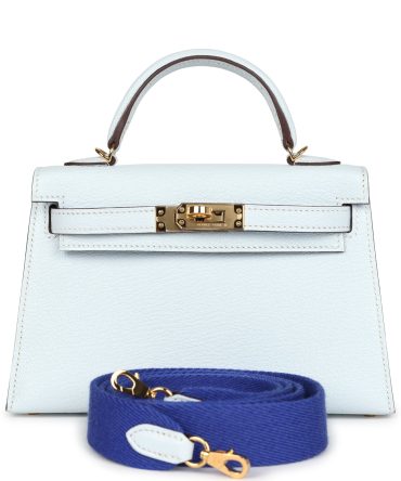 Hermes Kelly Sellier 20 Bleu Brume Chevre Gold Hardware