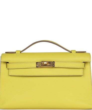 Hermes Kelly Pochette Lime Swift Gold Hardware