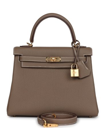 Hermes Kelly Retourne 25 Etoupe Togo Gold Hardware