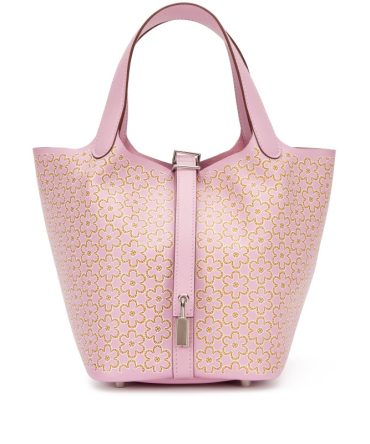 Hermes Mauve Sylvestre Swift Lucky Daisy Picotin Lock 18 Palladium Hardware