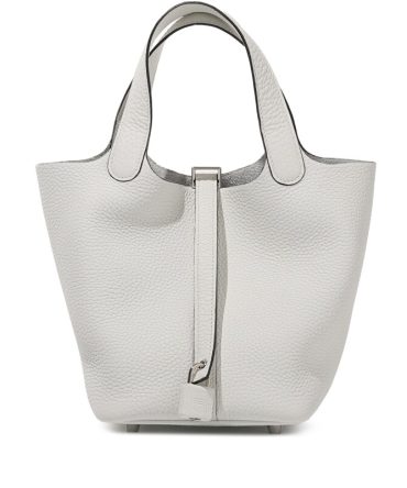 Hermes New White Clemence Picotin Lock 18 Palladium Hardware