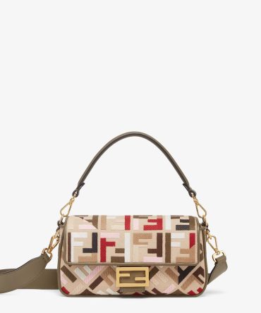 Baguette Canvas Bag With Multicolor FF Embroidery
