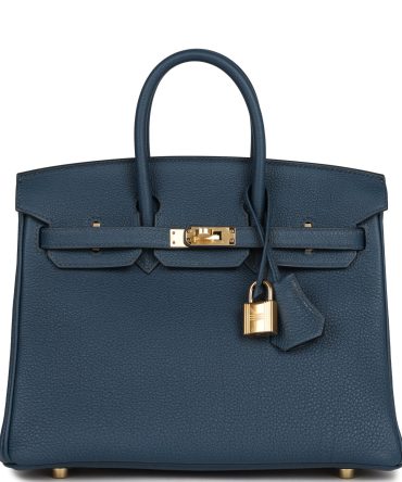 Hermes Birkin 25 Bleu De Prusse Togo Gold Hardware
