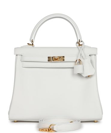 Hermes Kelly Retourne 25 New White Swift Gold Hardware