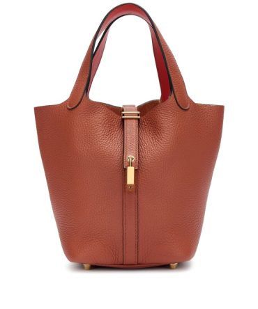 Hermes Cuivre Clemence and Capucine Swift Verso Picotin Lock 18 Gold Hardware