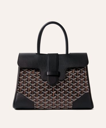 Goyard Saigon Tote Black Goyardine Canvas Palladium Hardware