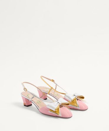 BOWOW SLINGBACK PUMPS IN MOIR?? FABRIC 45MM