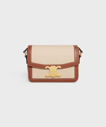 TEEN TRIOMPHE BAG IN TEXTILE AND CALFSKIN NATURAL / TAN