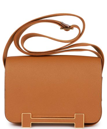 Hermes Geta Caramel Chevre Gold Hardware
