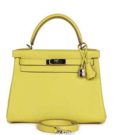 Hermes Kelly Retourne 28 Lime Evercolor Palladium Hardware