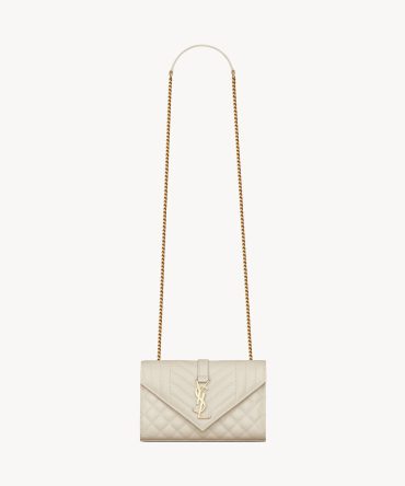 YSL Envelope Small in Quilted Grain De Poudre Embossed Leather