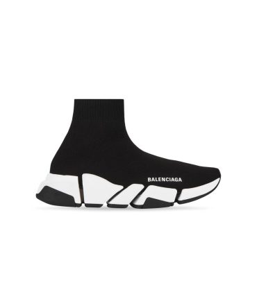 Womens Speed 2.0 Recycled Knit Sneaker With Bicolor Sole in Black/white