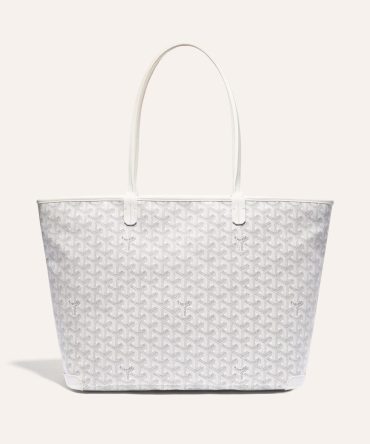 Goyard Artois Tote MM White Goyardine Canvas & Chevroches Calfskin Palladium Hardware