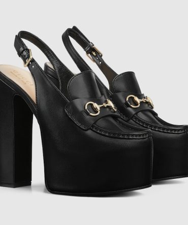 Womens Horsebit platform loafer slingback