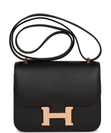 Hermes Constance 18 Black Epsom Rose Gold Hardware