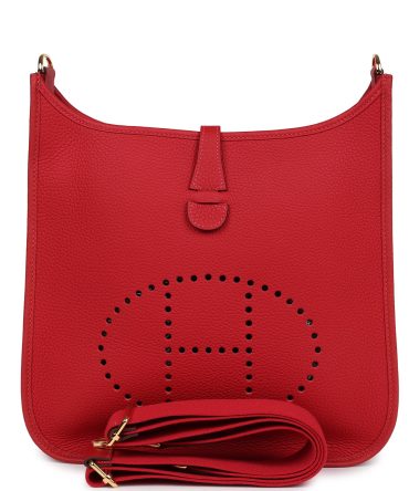 Hermes Evelyne III PM Vermillon Clemence Gold Hardware