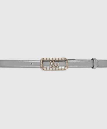 Thin belt with crystal Double G buckle