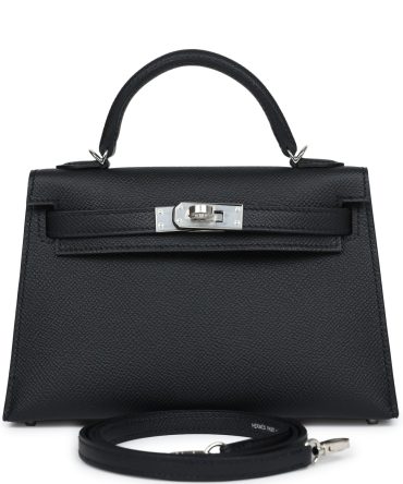 Hermes Kelly Sellier 20 Black Epsom Palladium Hardware