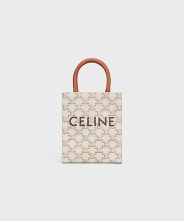 MINI VERTICAL CABAS IN TRIOMPHE CANVAS AND CALFSKIN WITH CELINE PRINT WHITE
