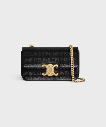 CHAIN SHOULDER BAG CLAUDE IN SEQUINS WITH CELINE ALL-OVER BLACK