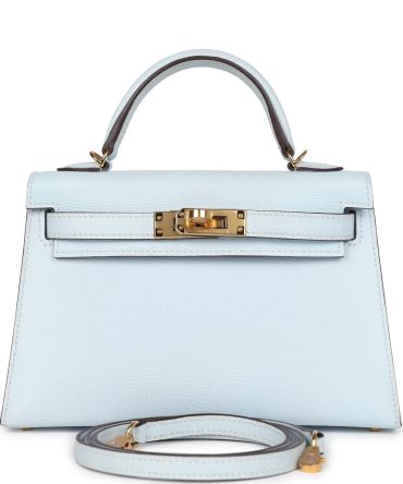 Hermes Kelly Sellier 20 Bleu Brume Epsom Gold Hardware