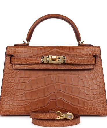 Hermes Kelly Sellier 20 Gold Matte Alligator Gold Hardware