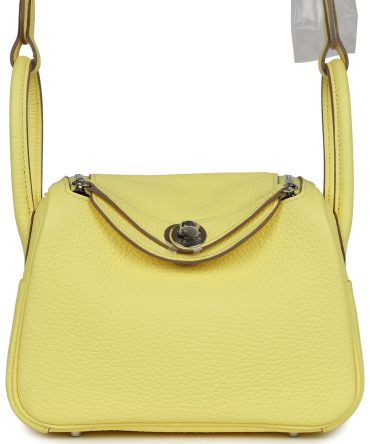Hermes Mini Lindy Limoncello Clemence Palladium Hardware