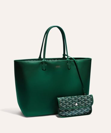 Goyard Goyardine Green Anjou PM Reversible Tote Palladium Hardware