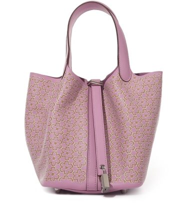 Hermes Mauve Sylvestre Swift Lucky Daisy Picotin Lock 18 Palladium Hardware