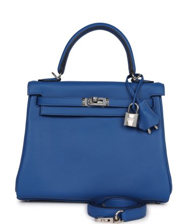 Hermes Kelly Retourne 25 Bleu France Swift Palladium Hardware