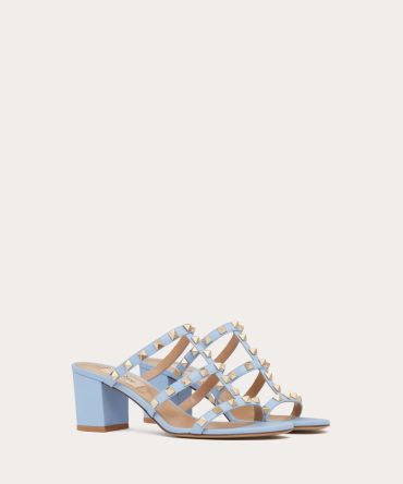 ROCKSTUD CALFSKIN LEATHER SLIDE SANDAL 60 MM