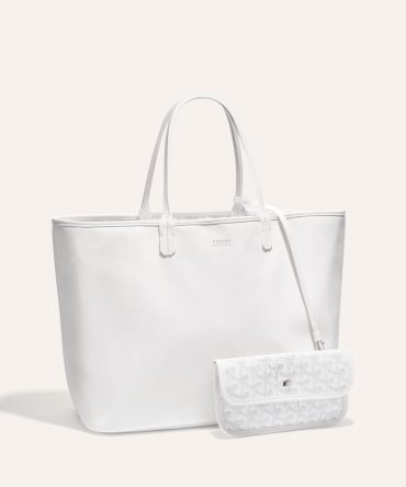 Goyard Goyardine White Anjou PM Reversible Tote Bag Palladium Hardware