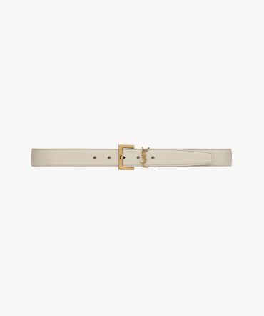 cassandre belt with square buckle in shiny box saint laurent leather