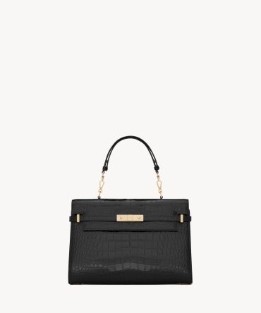 YSL Manhattan Top-Handle in Shiny Alligator