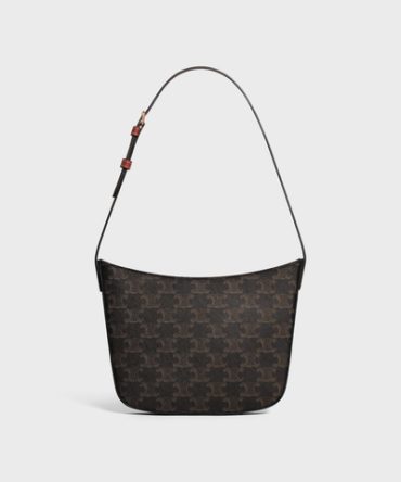 MEDIUM CELINE CROQUE BAG IN TRIOMPHE CANVAS AND CALFSKIN TAN