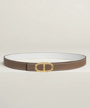 Maillon Torsade belt buckle & Reversible leather strap 24 mm