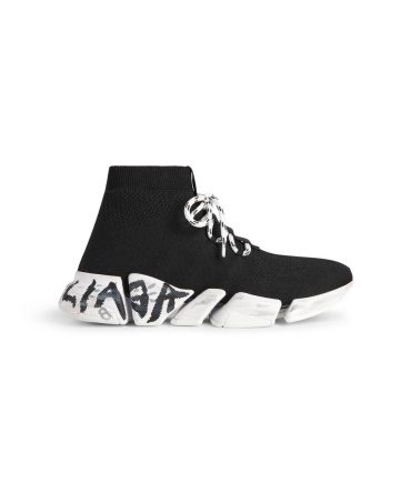 Mens Speed 2.0 Lace-up Graffiti Recycled Knit Sneaker  in Black